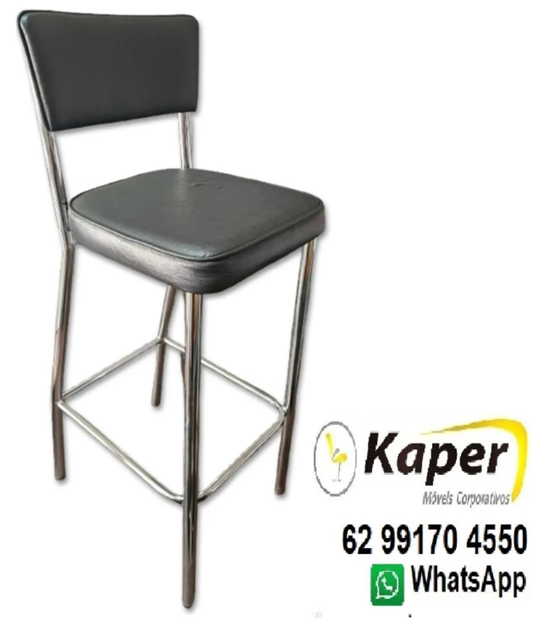 Banqueta Estofada alta cromada ( produto novo )