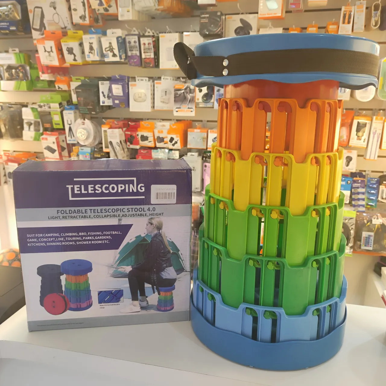 Banquinho Telescópico Dobrável Portátil - Ideal para Camping, Pesca, etc.