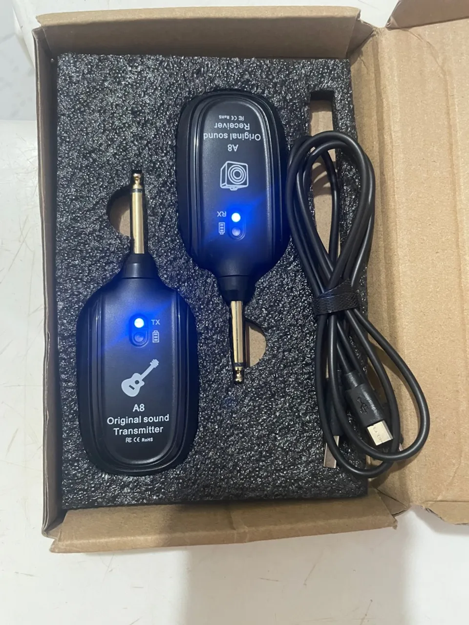 Kit Transmissor e Receptor Sem Fio A8 para Guitarra