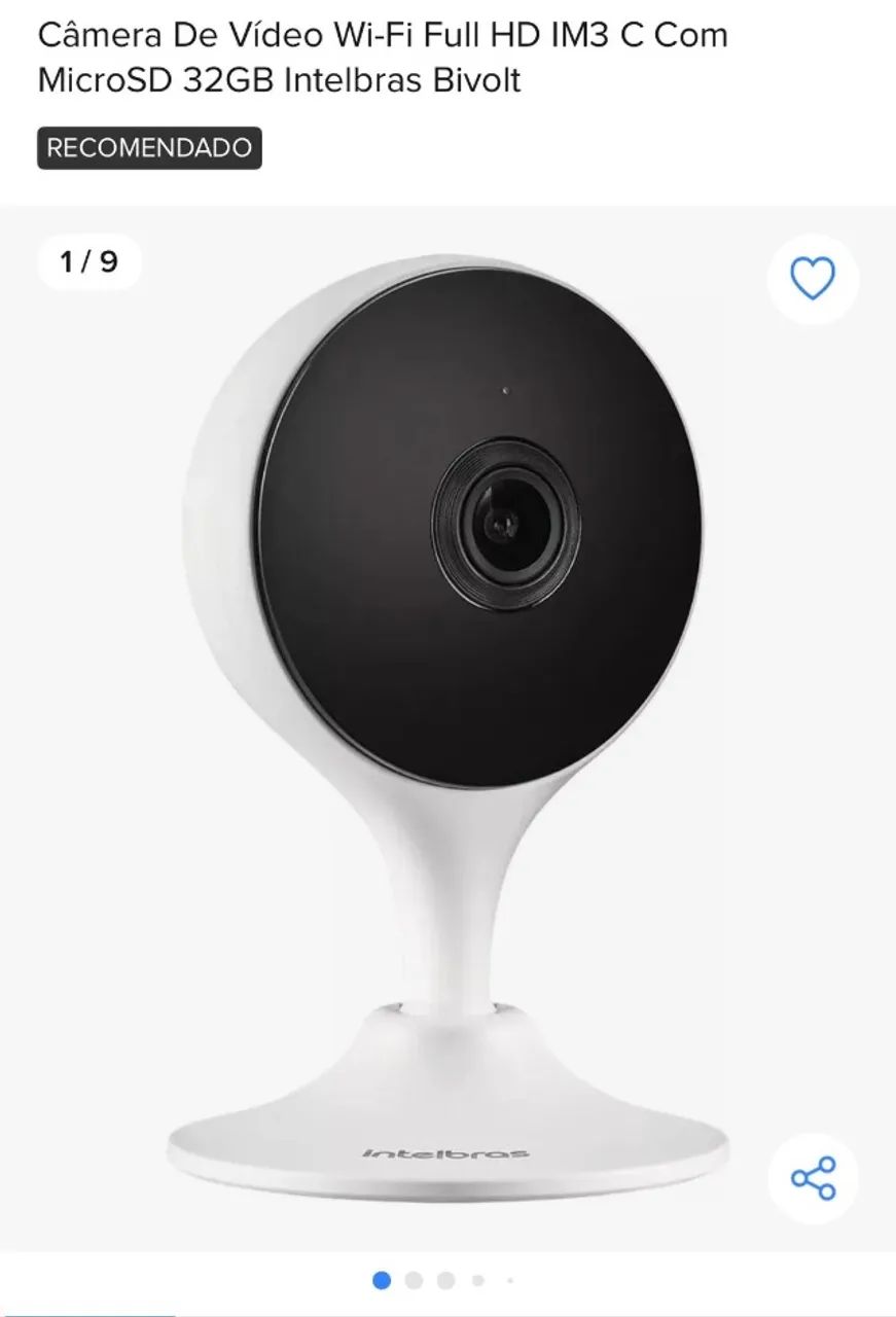Câmera Interna com Inteligência Artificial iM3 C Intelbras Wi-Fi Full HD 1080P 2,8mm 2MP