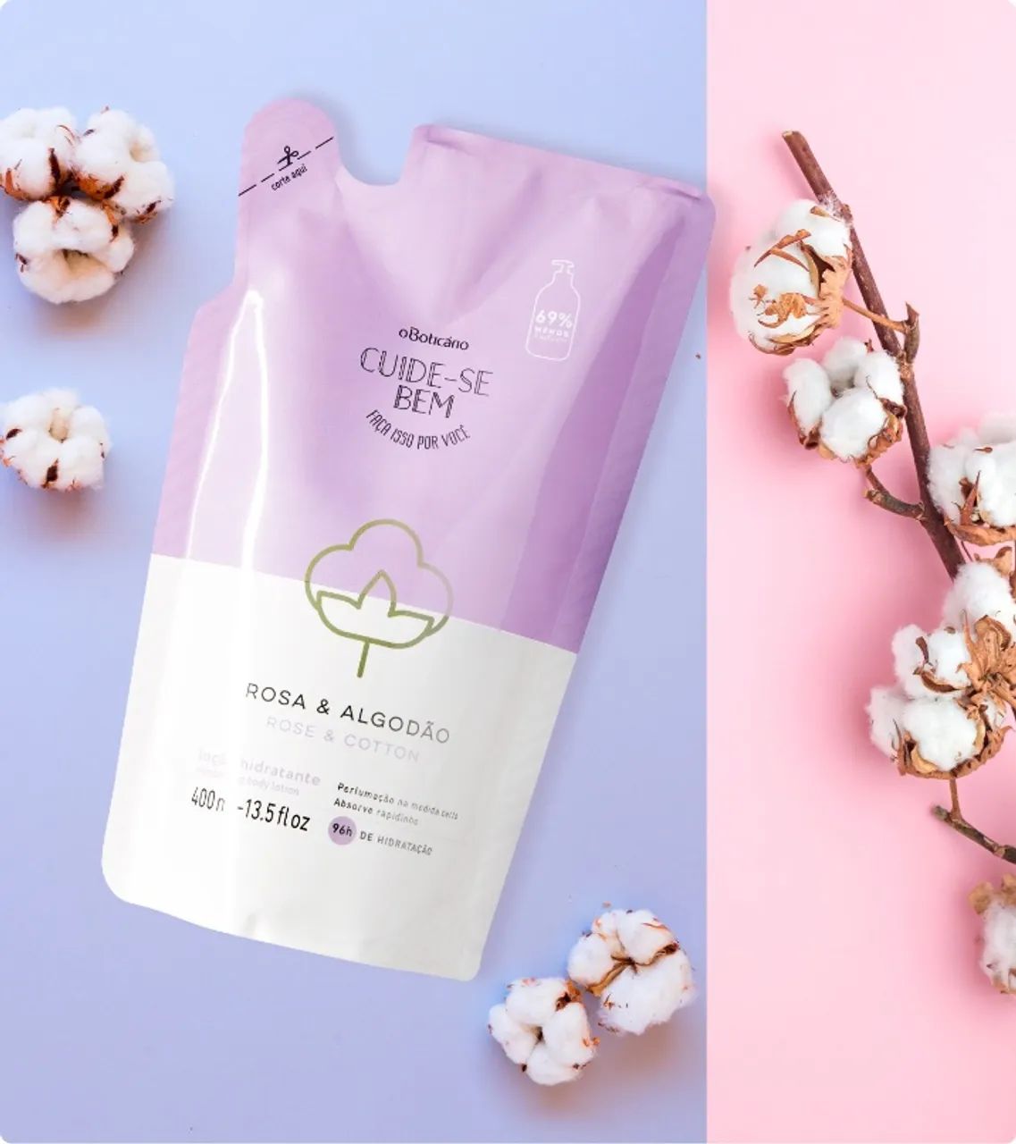 Refil Rosa & Algodão (Cuide-se Bem) O Boticário - 350ml - Foto 4