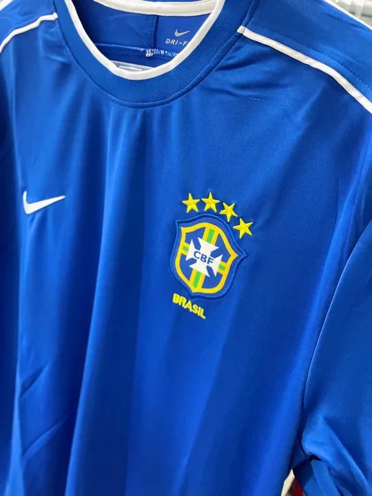 Camisa Brasil versão retrô de 1998 azul  - Foto 6