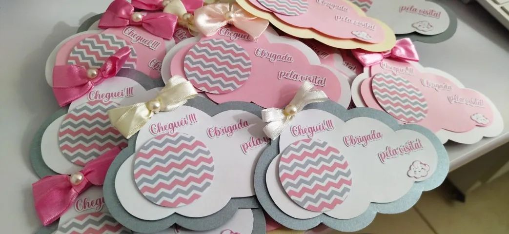 Personalizado Infantil - Lembrança Maternidade - Tema Nuvem Menina