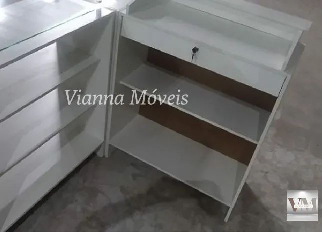 Balcão Caixa em L + 2 Balcões Vitrine com Tampo de Vidro  - Foto 3