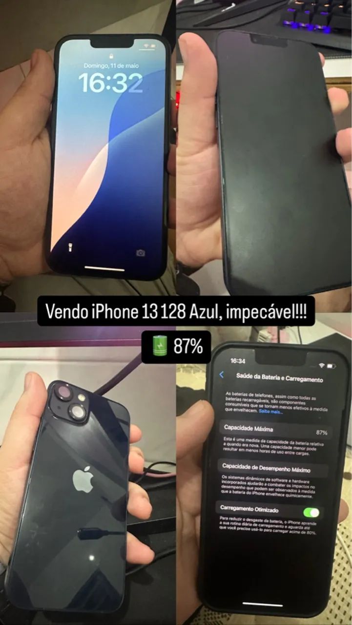 iPhone 13 azul 128 excelente estado 