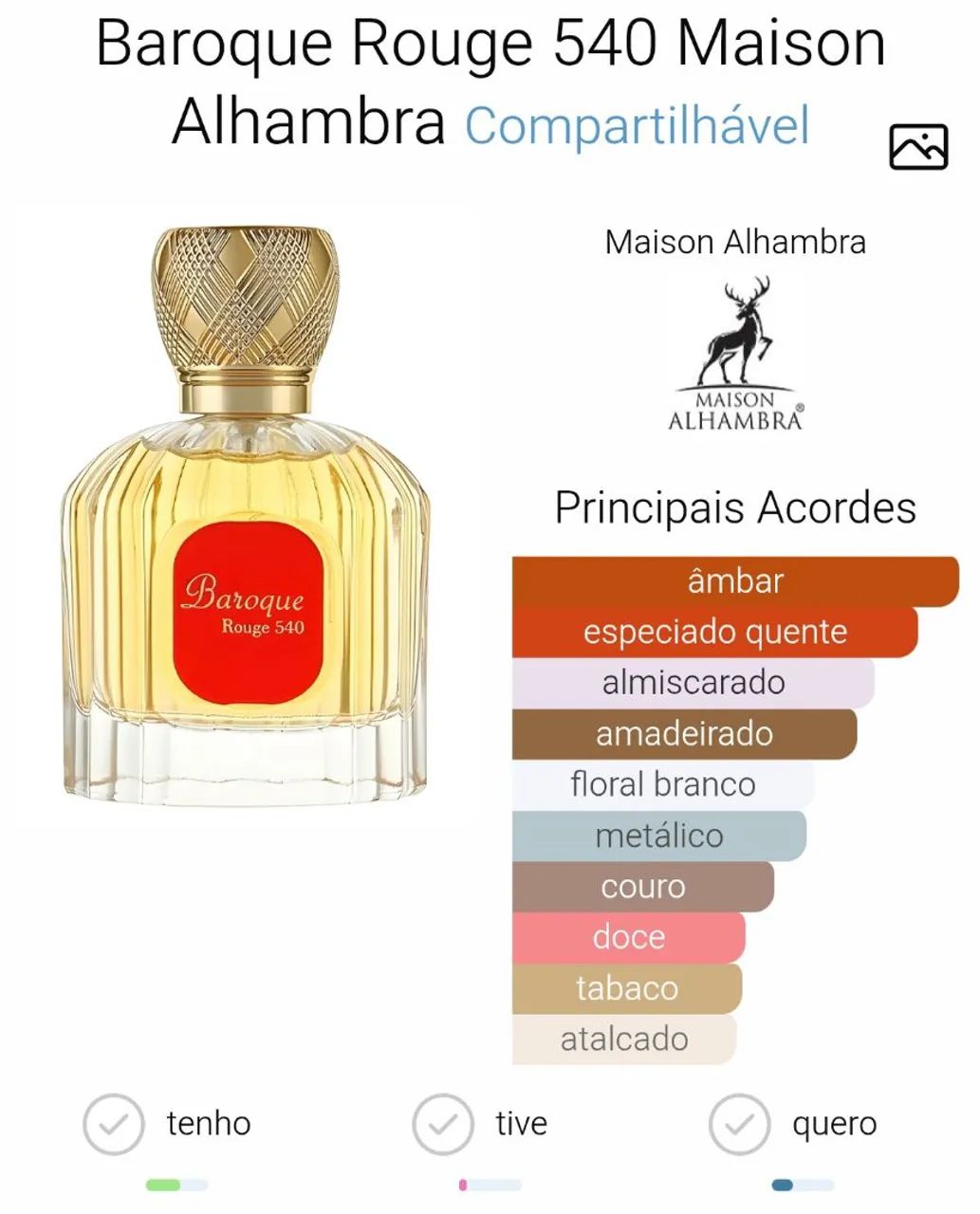 Perfume La Rouge Baroque Maison Alhambra 100ml - Foto 2