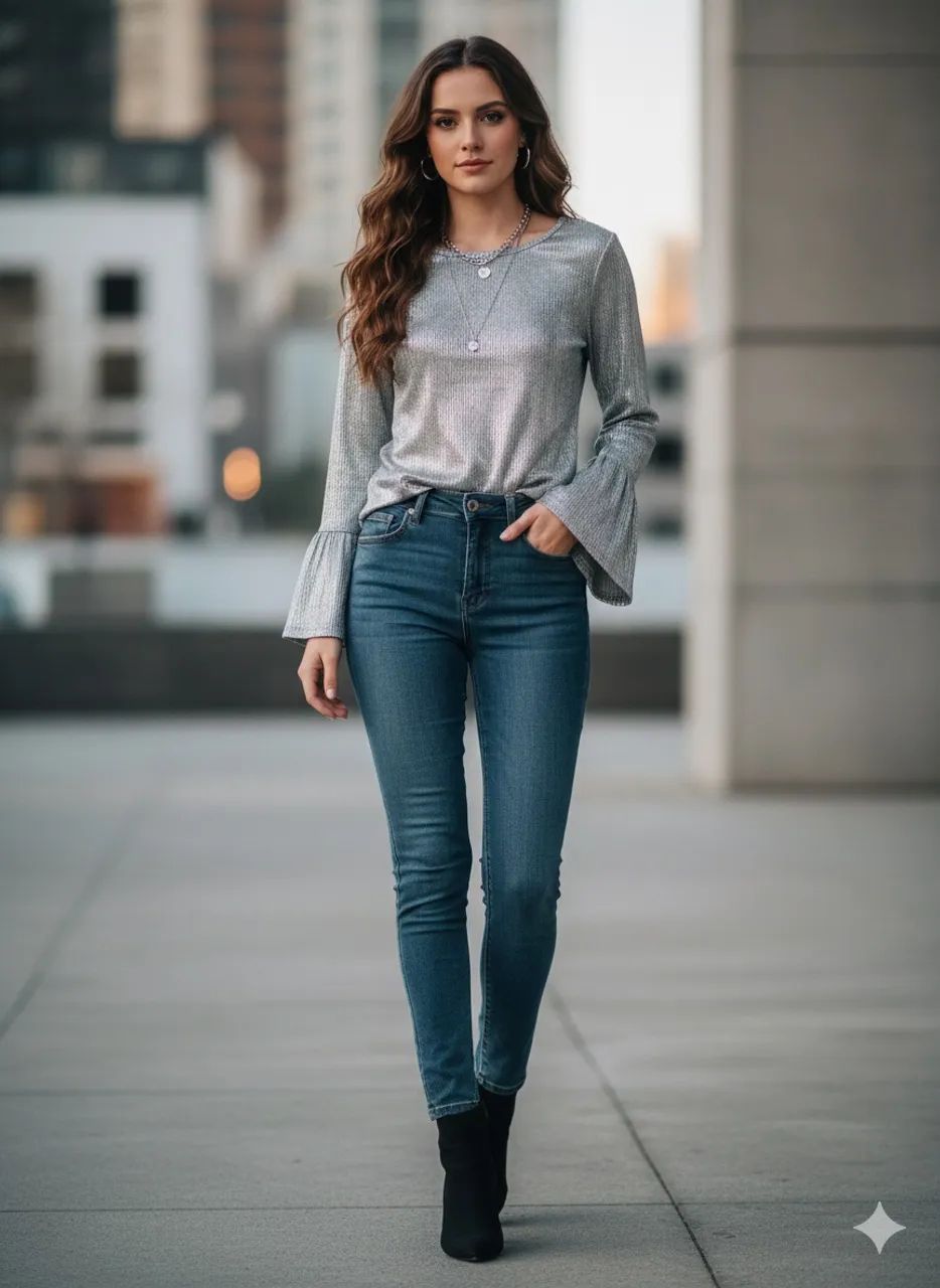 Blusa elegante prata - Foto 4