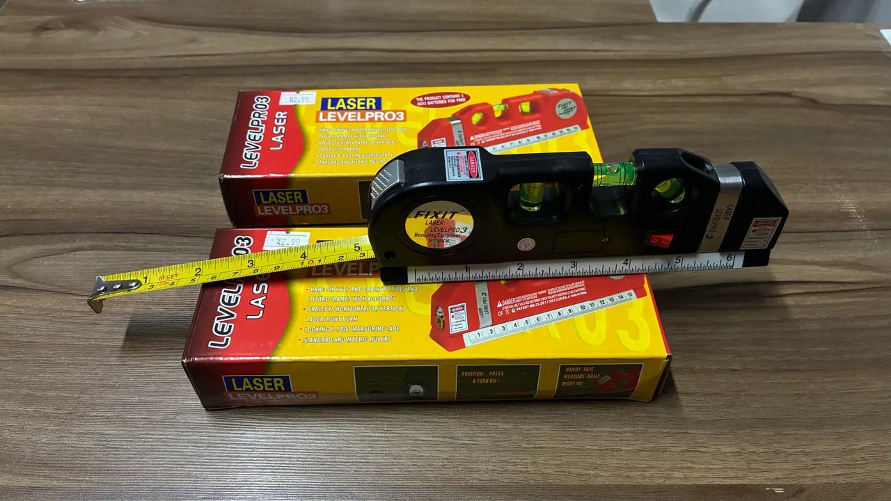 Nível a Laser FIXIT LevelPro3 com Trena 2,5m - 3 em 1