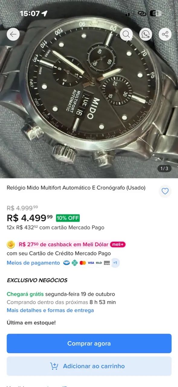 Relógio Mido Multifort Automático E Cronógrafo (Usado) - Foto 2