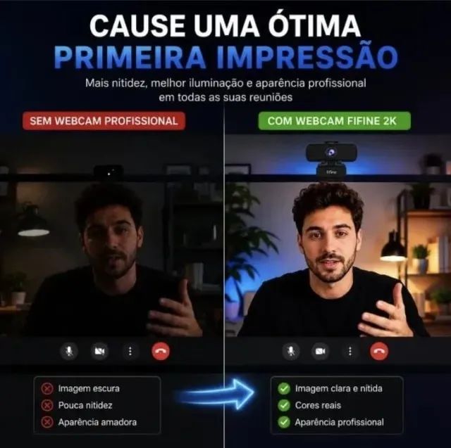 Webcam Full HD 144p 2K Com Microfone e Tripé Para Desktop e Laptop Ideal para Streaming - Foto 3