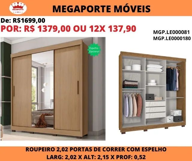 GUARDA ROUPA CASAL PORTAS DE CORRER