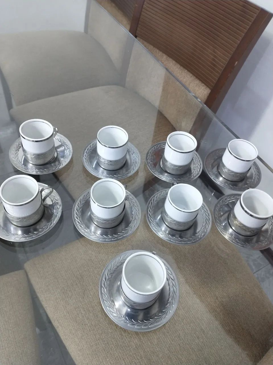 Jogo de xícara de café  porcelana de inox
