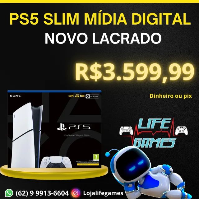Playstation 5 Slim Mídia Digital Novo c/ garantia, loja física