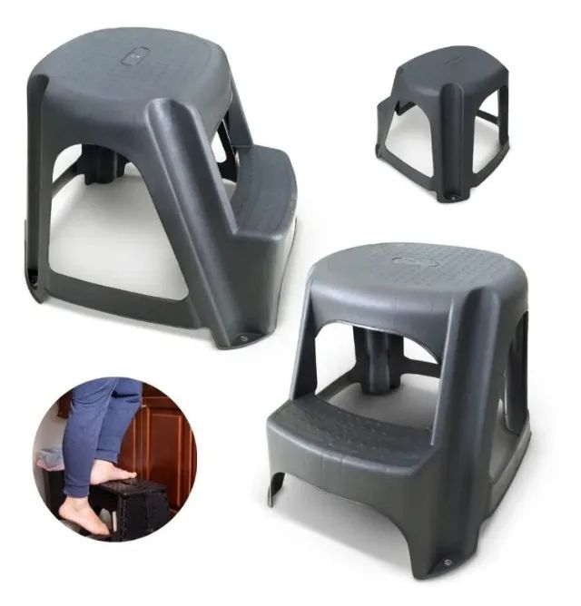 banqueta banco multiuso 2 degraus step preta 25616
