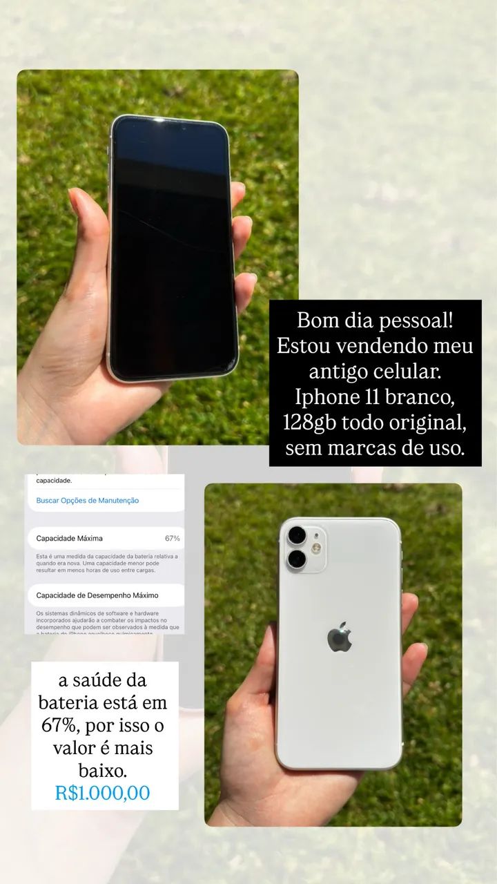 Iphone 11 usado - 128gb Branco - Foto 4