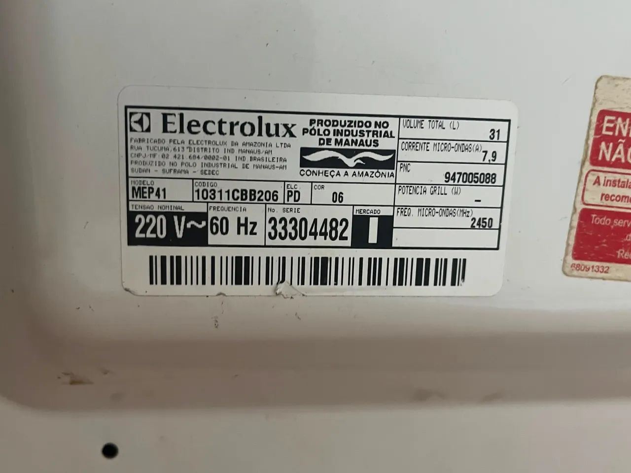 MICROONDAS ELETROLUX BRANCO 220V - Foto 3