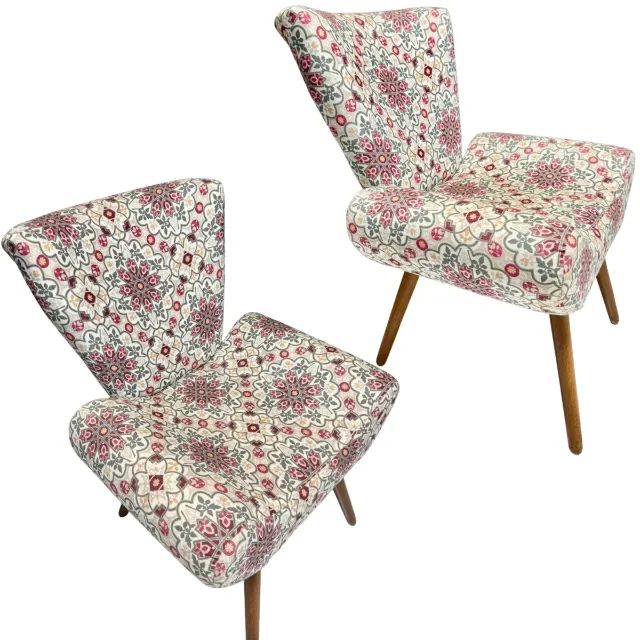 PAR DE POLTRONAS RETRO | PÉS PALITO | ESTAMPA VINTAGE
