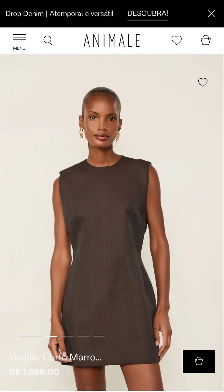 Vestido Curto Marrom Dries original ANIMALE