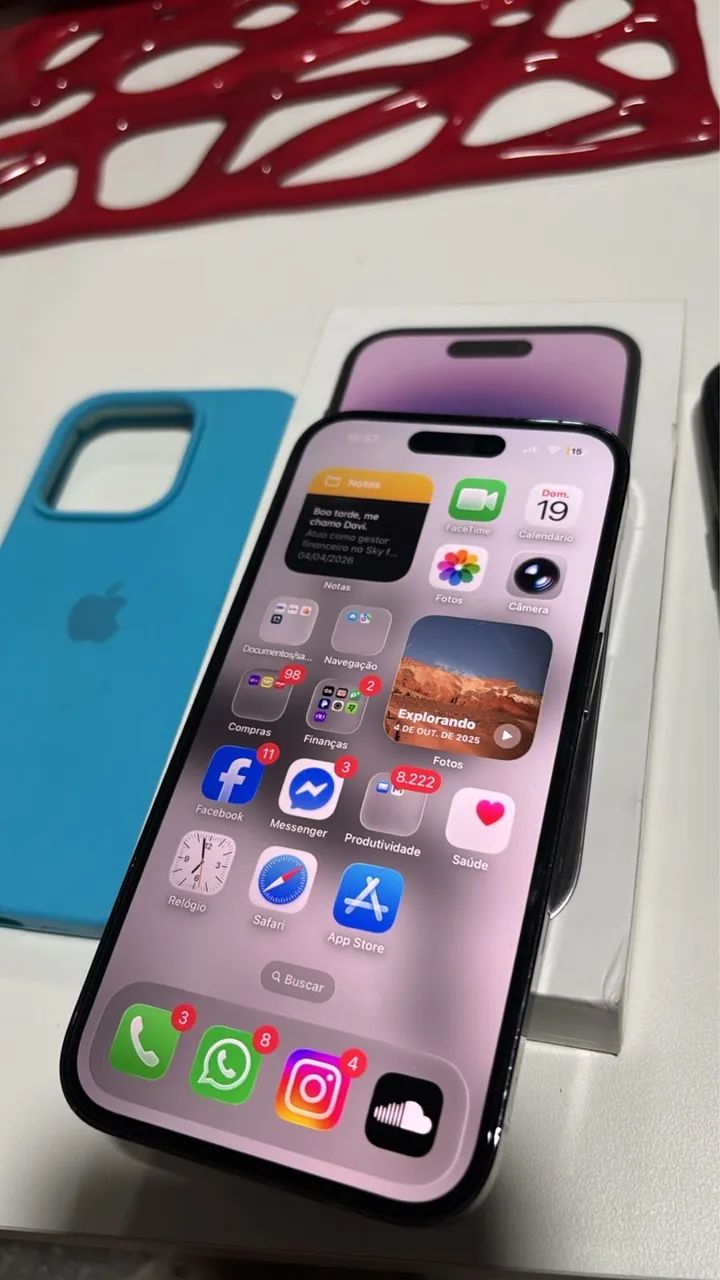 555iPhone14 iPhone 14 Pro 128GB Roxo - Conservado - Parcelo 18x - Aceito Troca