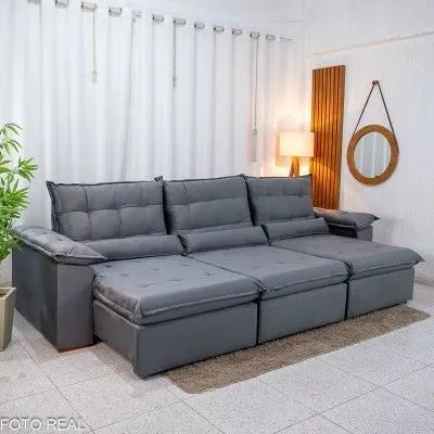 Sofá Retrátil Reclinável Vitória 3,20m Molas Bonnel rf43 - Foto 3