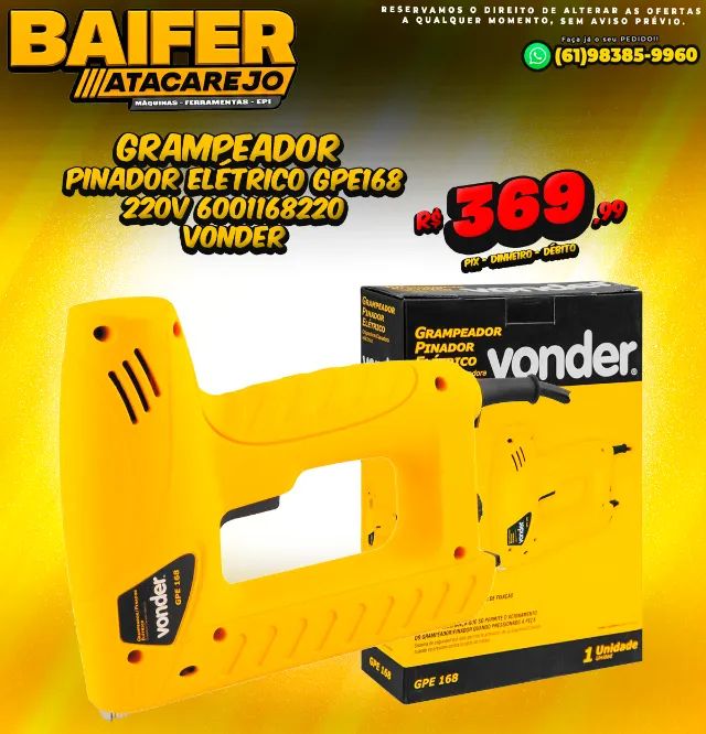 Grampeador Pinador Elétrico GPE168 220v 6001168220 Vonder