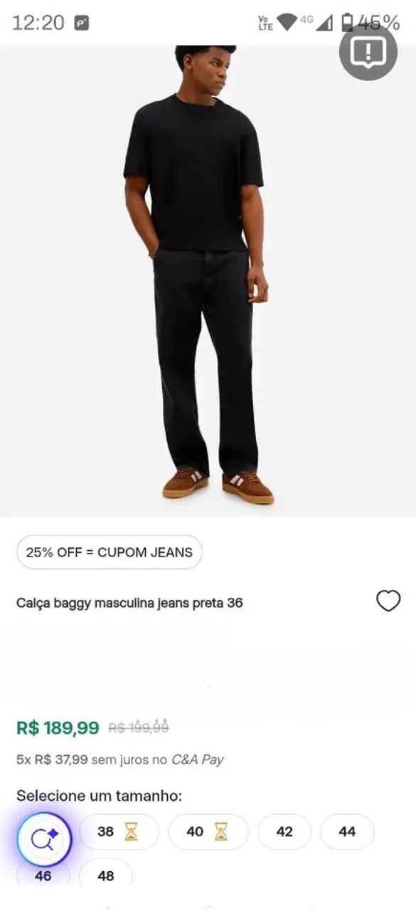Calça Baggy masculina 42 C&A - Foto 4