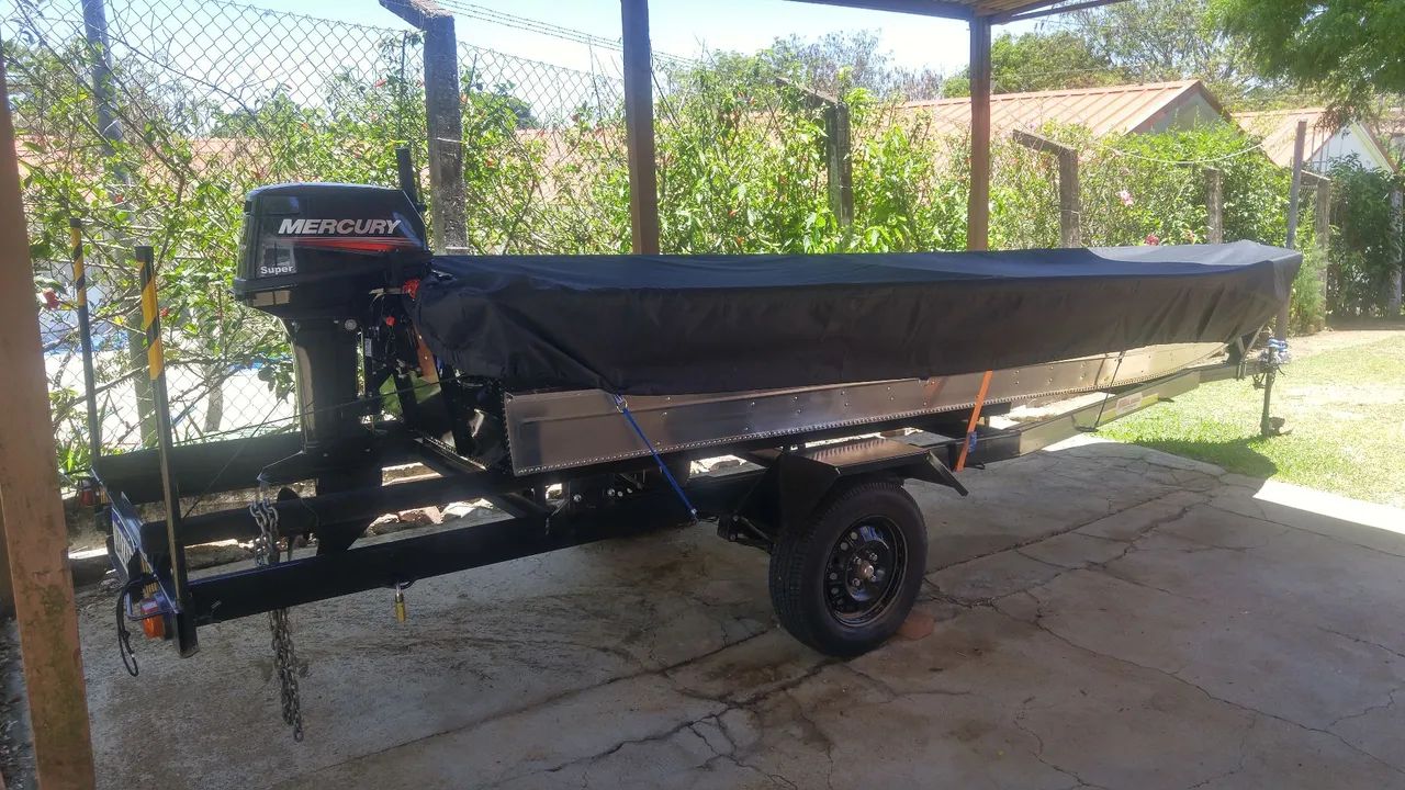 BARCO DE ALUMINIO COM MOTOR 15 HP MERCURY SUPER 