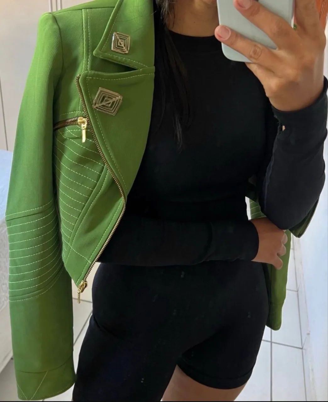 Jaqueta Tufi Duek Pesponto Verde P - Foto 3