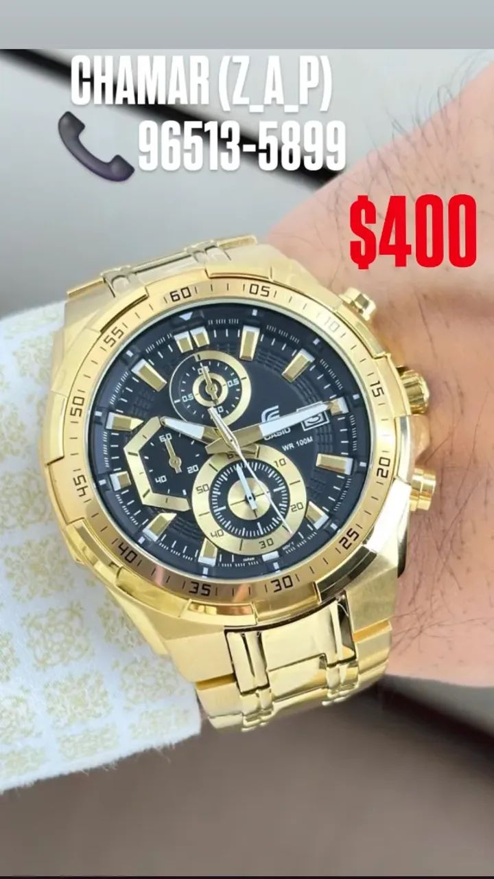 Relógio CASIO EDIFICE FUNCIONAL DOURADO FUNDO PRETO - Foto 2