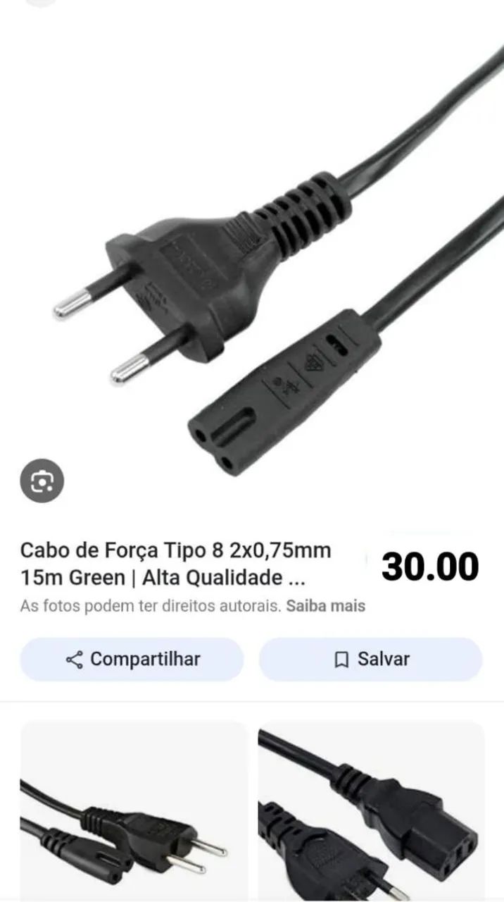 Cabo força computador impressora HP vários modelos  - Foto 4