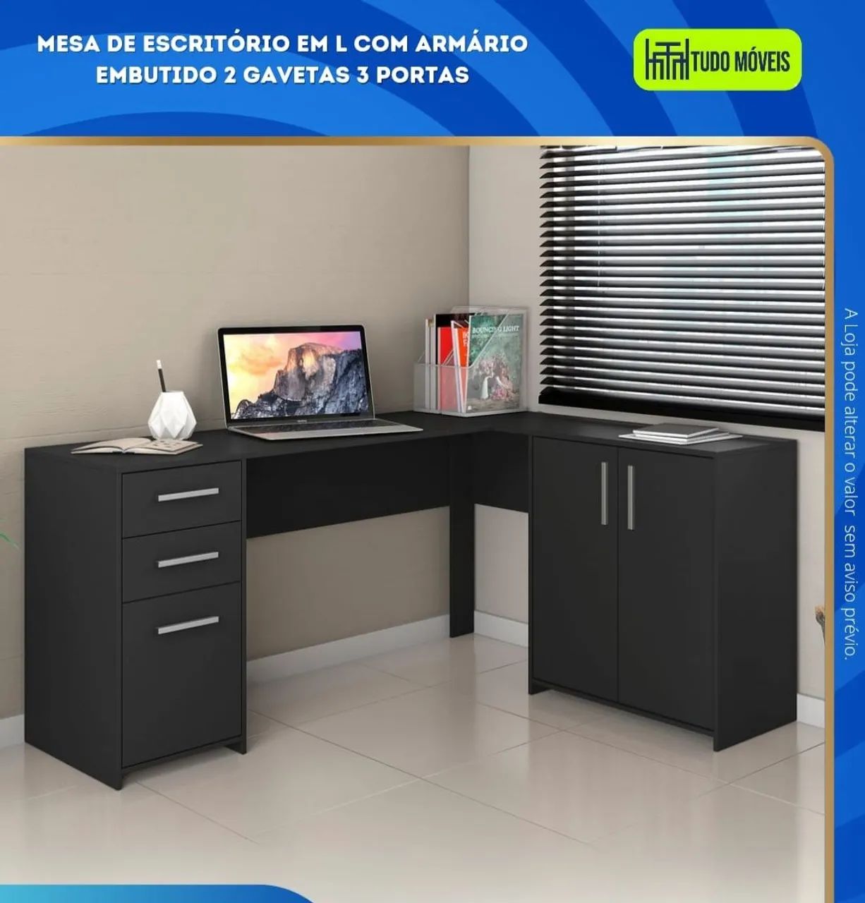 ESCRIVANINHA de canto c/armario e gavetas  - Foto 3