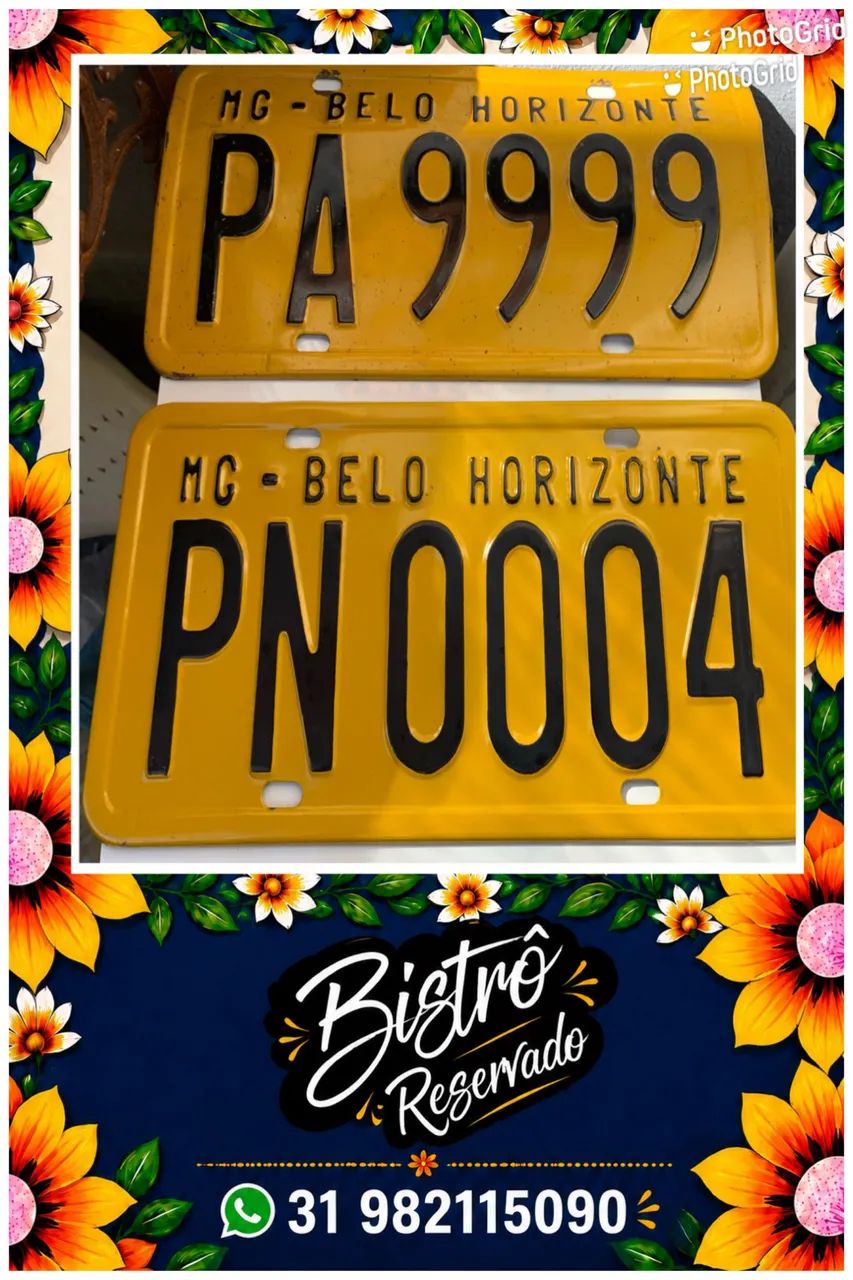 Placas de veículo amarela antiga  - Foto 2