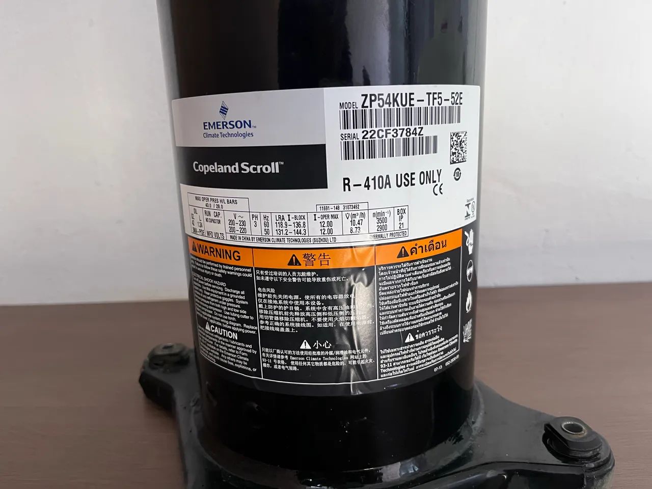 Compressor Copeland Scroll Emerson ZP54KUE-TF5-522 ? R-410A (NOVO, NUNCA USADO)