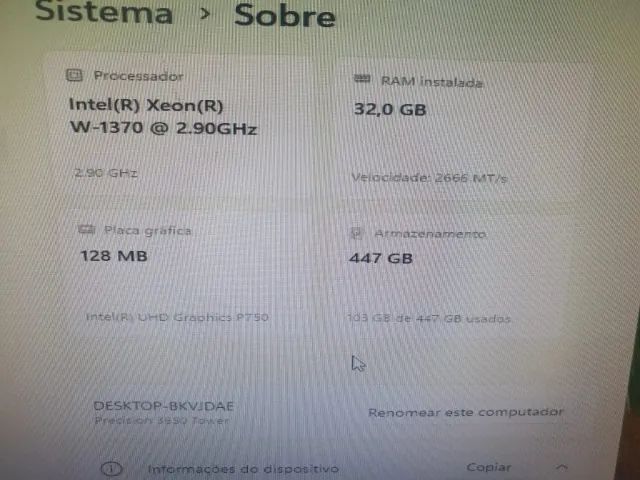 Workstation Cpu Dell Precision 3650 Xeon 32Gb SSD 512GB - Foto 3