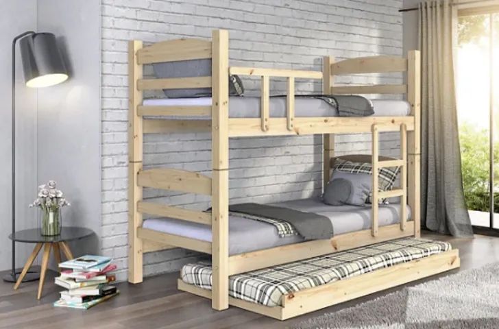 Beliche com cama auxiliar - Pinus maciço - Cor mel - Impecável - Foto 3