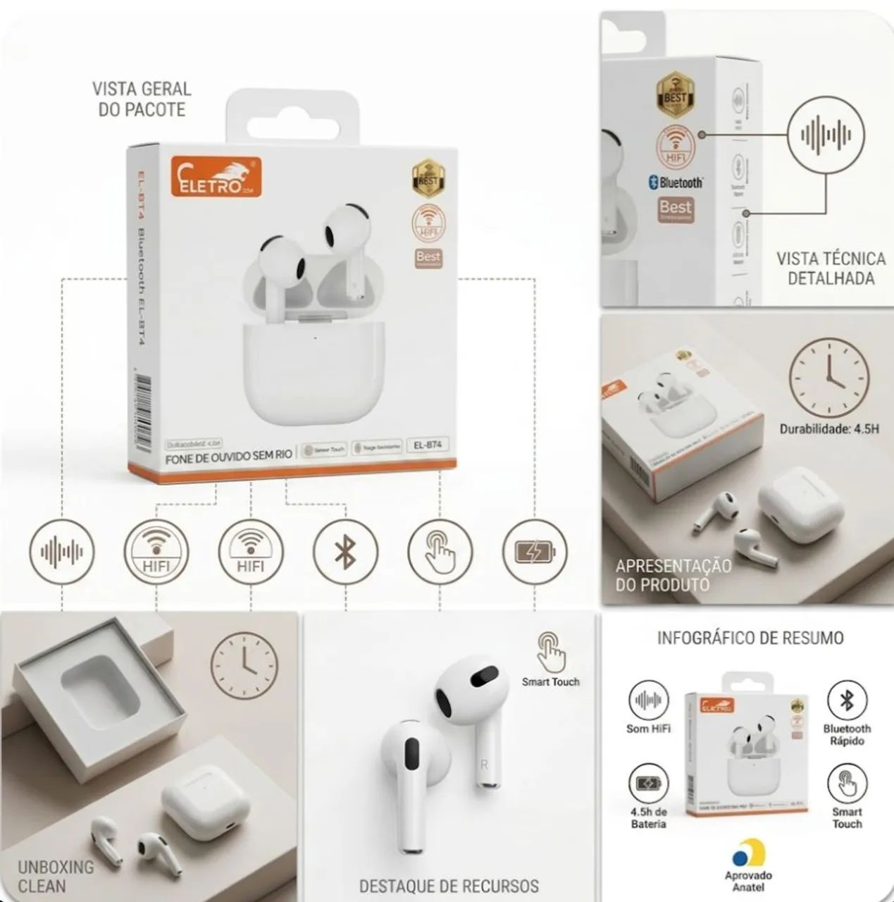 Fone de Ouvido Bluetooth TWS EL-BT4 - Foto 3