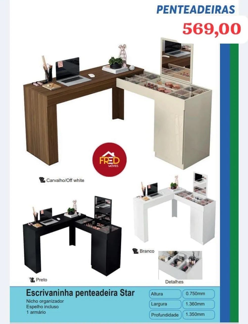 Mesa escrivaninha penteadeira oferta 