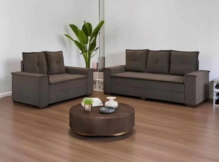 Sofa novo de 2 e 3 lugares Bélgica marrom confortável 