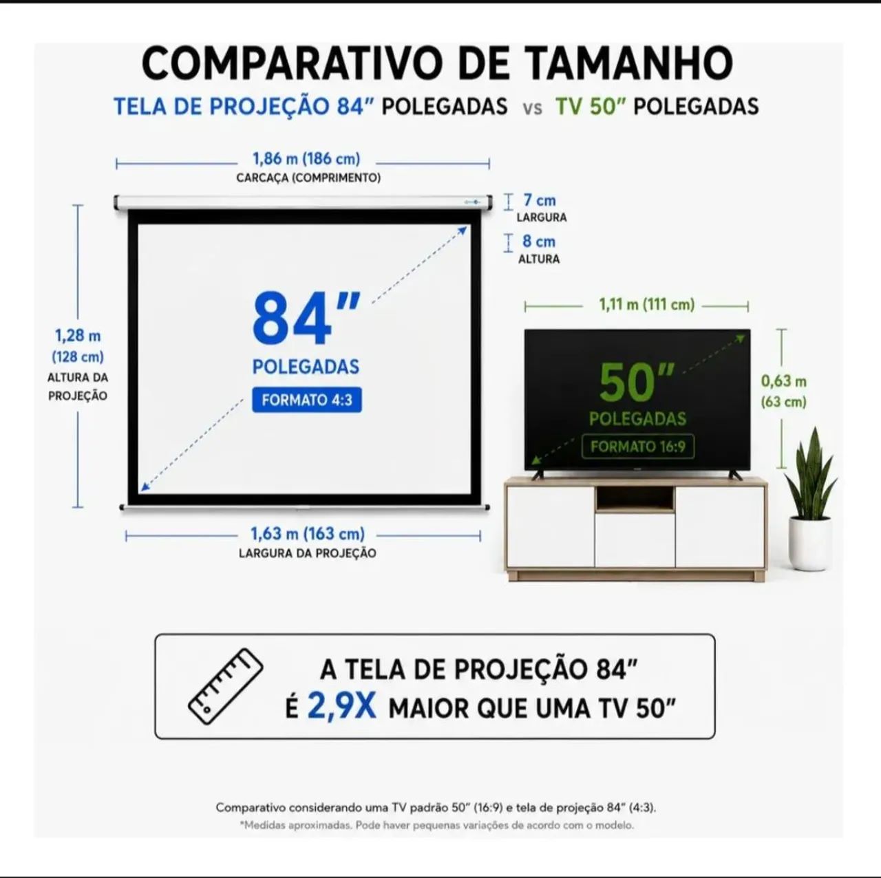 Tela de projeção Elétrica 84 polegadas  - Foto 3