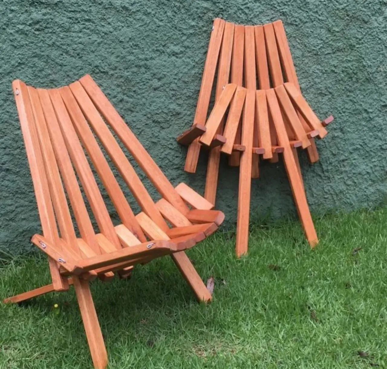 Kit 2x cadeiras dobráveis madeira maciça RESISTENTE