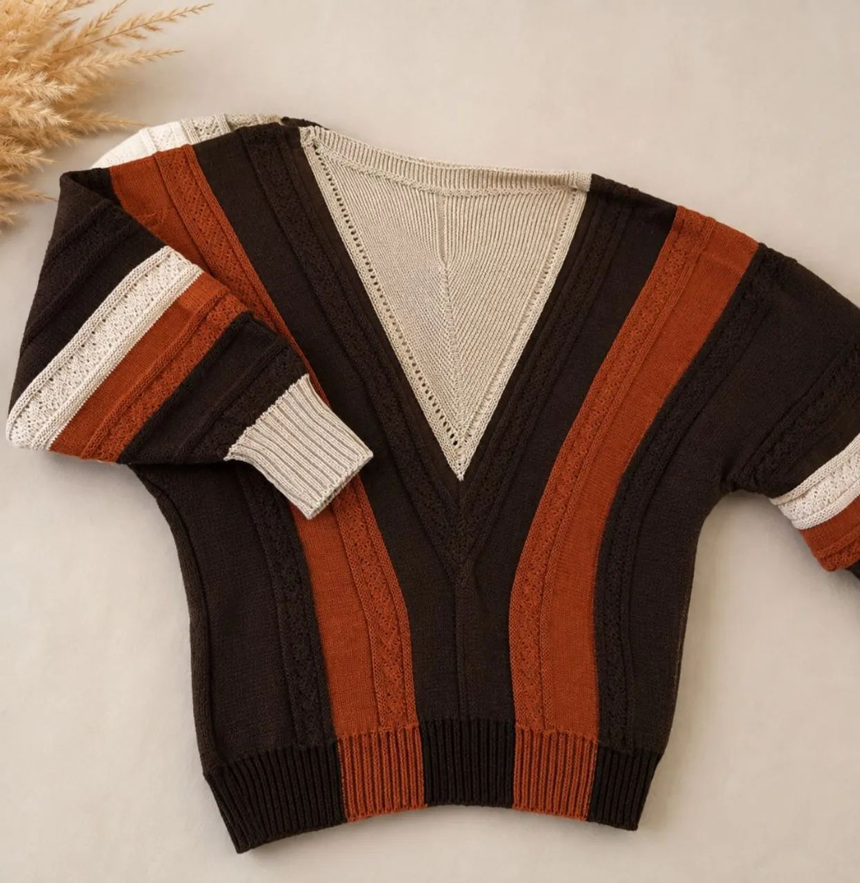 tricô premium em v intarsia