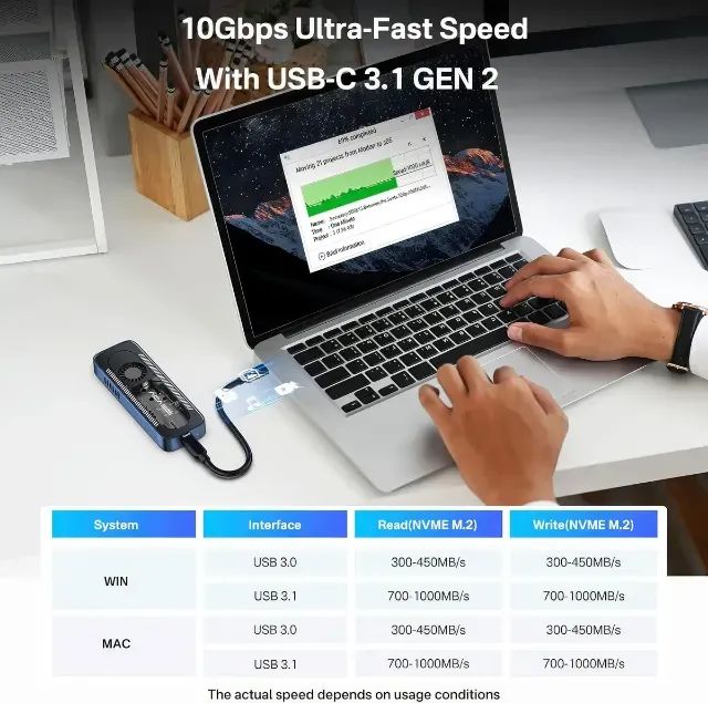 Case Externo Ssd Nvme M.2 Usb 10gbps Tipo-c Leitor Adaptador - Foto 4
