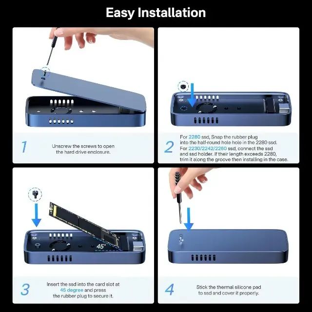 Case Externo Ssd Nvme M.2 Usb 10gbps Tipo-c Leitor Adaptador - Foto 2