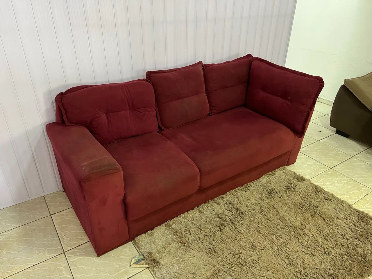 Vendo Sofá 3 lugares com almofadas removíveis usado Entrego * - Foto 2