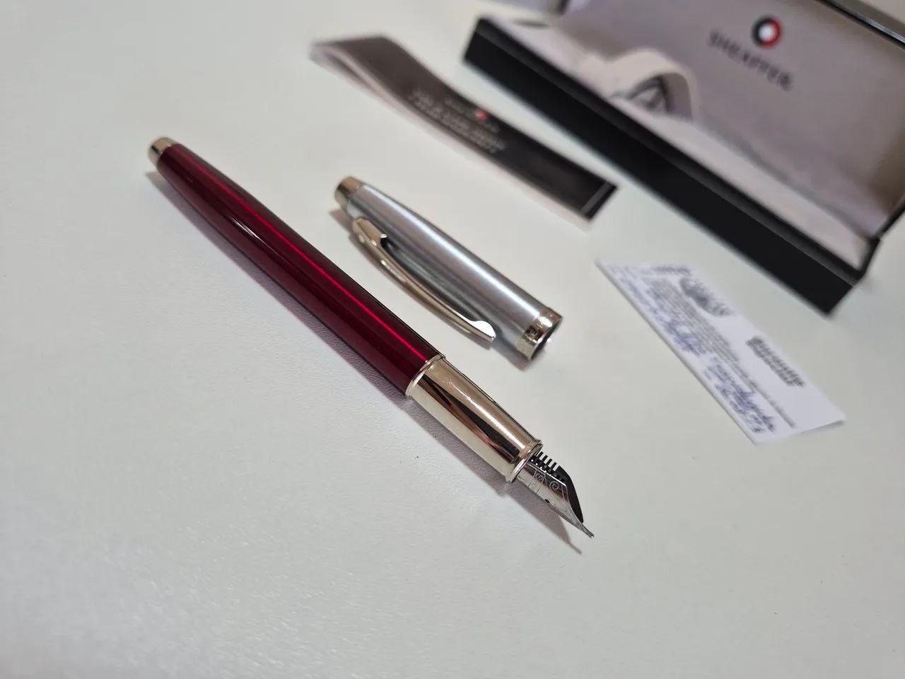Caneta Tinteiro Sheaffer 100 - Cromo Vermelho   - Foto 4