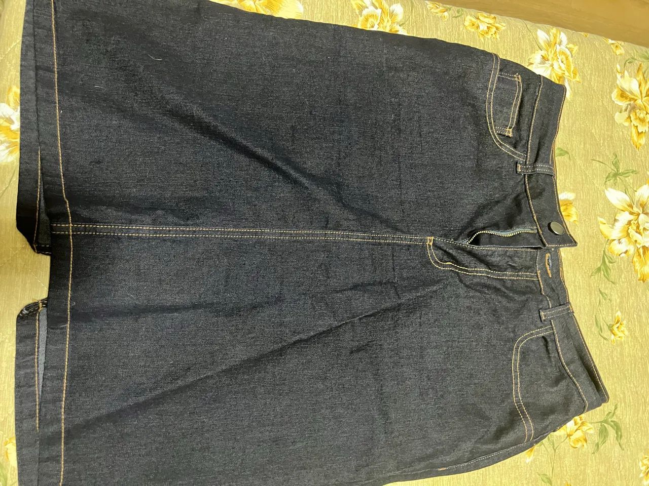 Saia Mídi Jeans azul escuro  - Foto 3