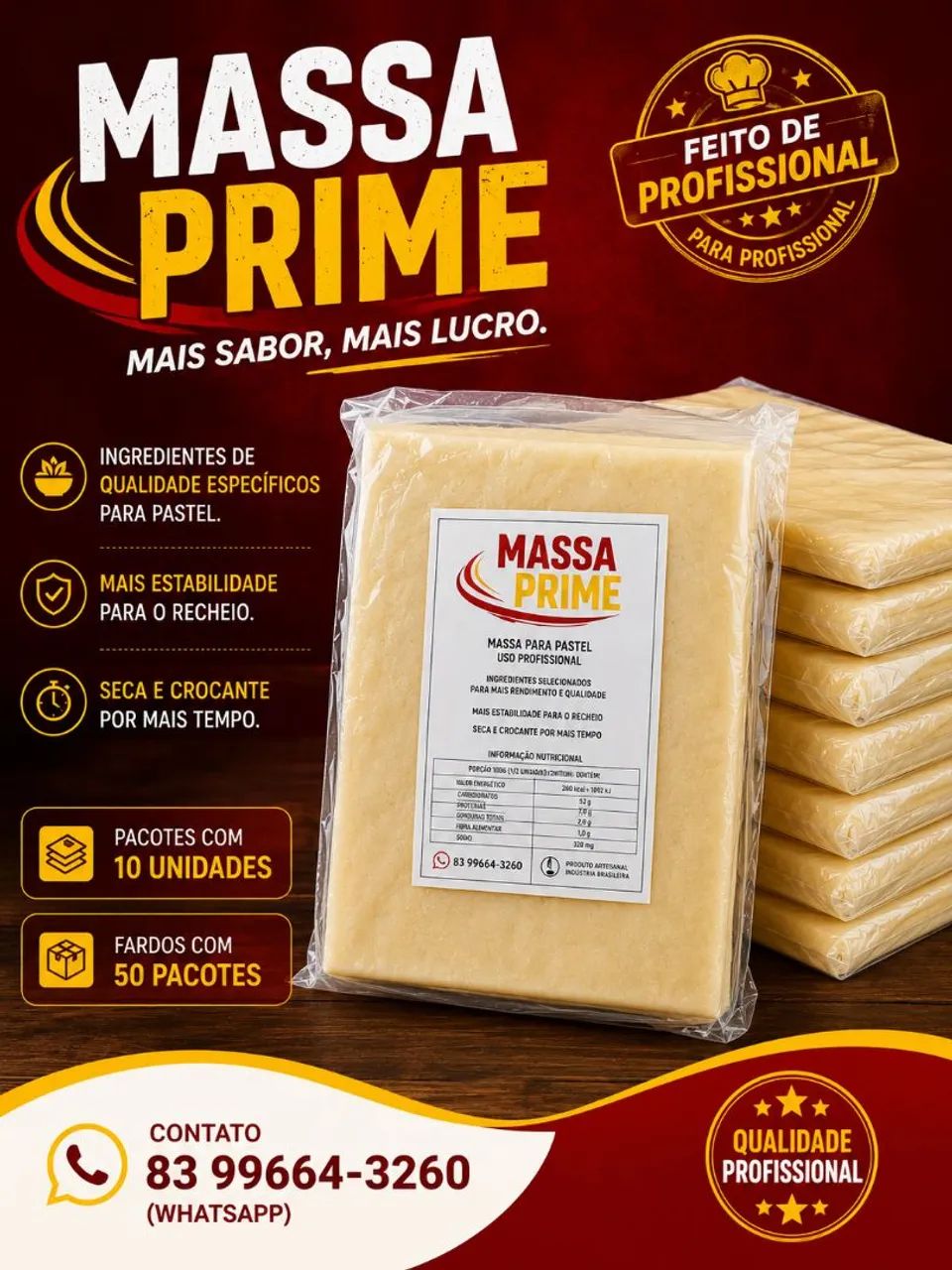 Massa para pastel Profissional 