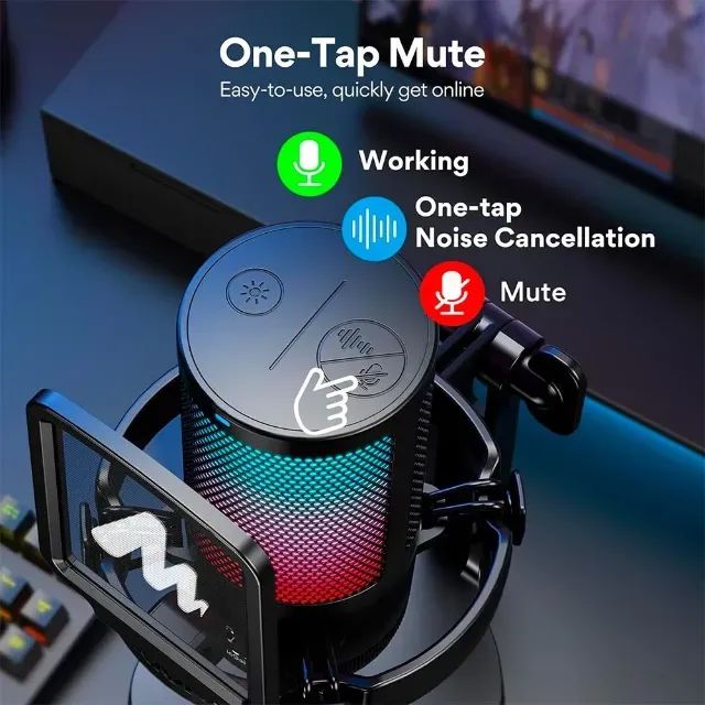 Microfone Gamer Maono DGM20, RGB, USB, PC, PS4, PS5 e MAC OS, Com Suporte, Preto - WZetta - Foto 2