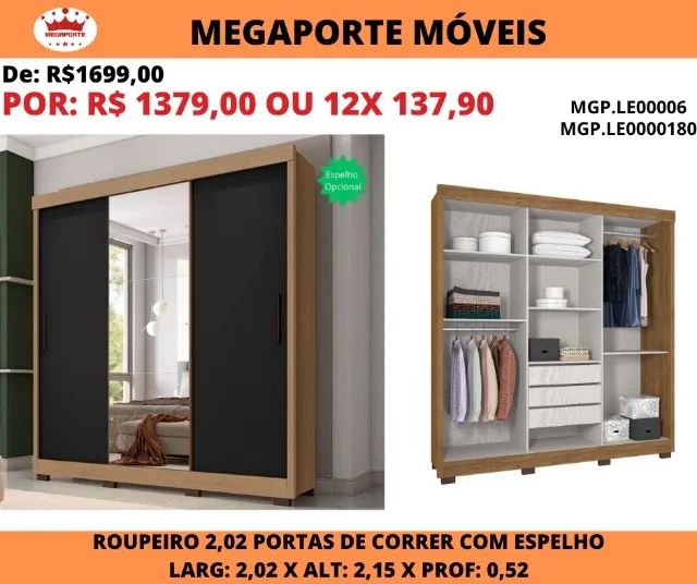 GUARDA ROUPA CASAL PORTAS DE CORRER - Foto 2