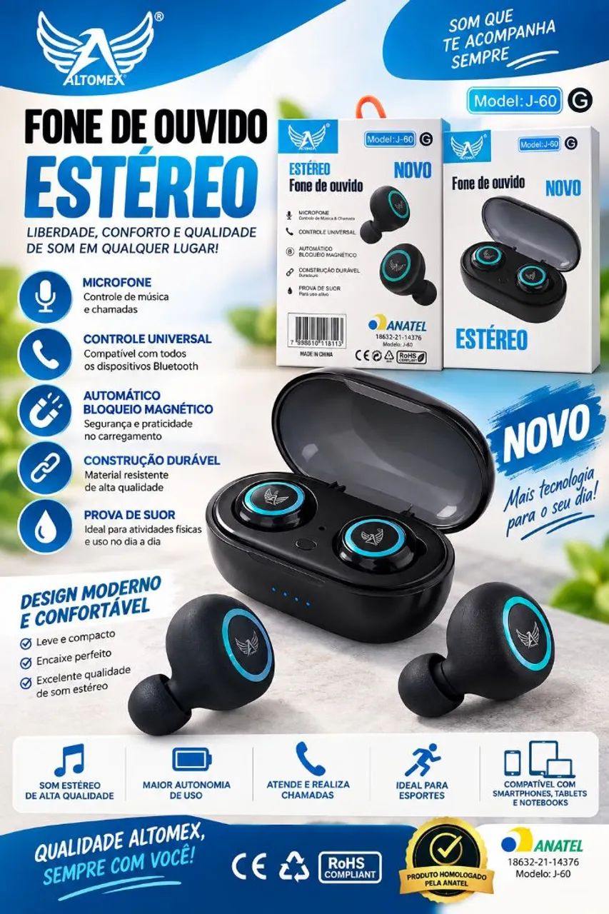 Fone de Ouvido Estéreo Altomex